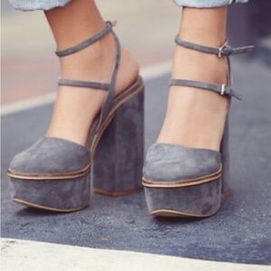 Grey Free People Twin Sundown suede platforms
